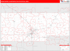 Cedar Rapids Metro Area Digital Map Red Line Style